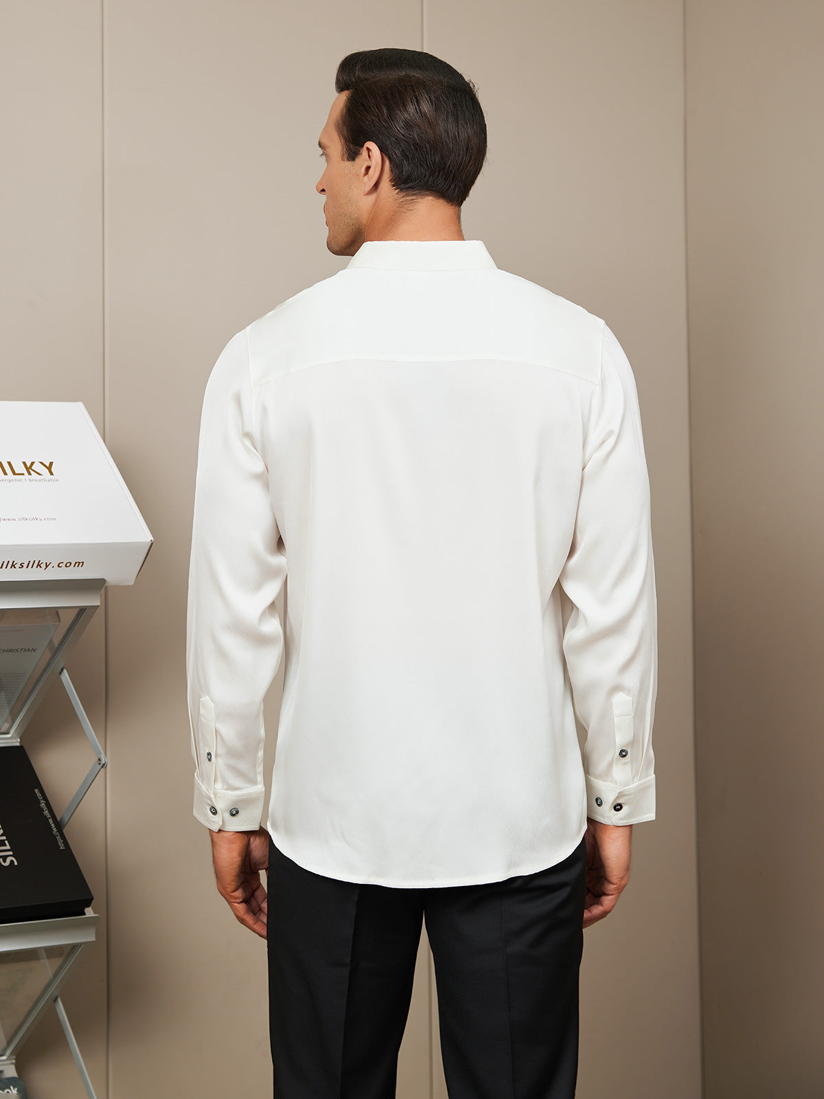 [Hvit] SilkSilky-NO Silke Mens Shirt 002
