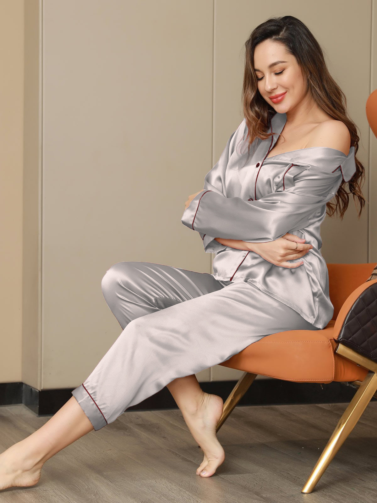 [Sølv] SilkSilky-NO Womens Pajamas 002