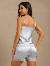 [Gråblå] SilkSilky-NO Spaghetti Strap V Neck Camisole sett 002