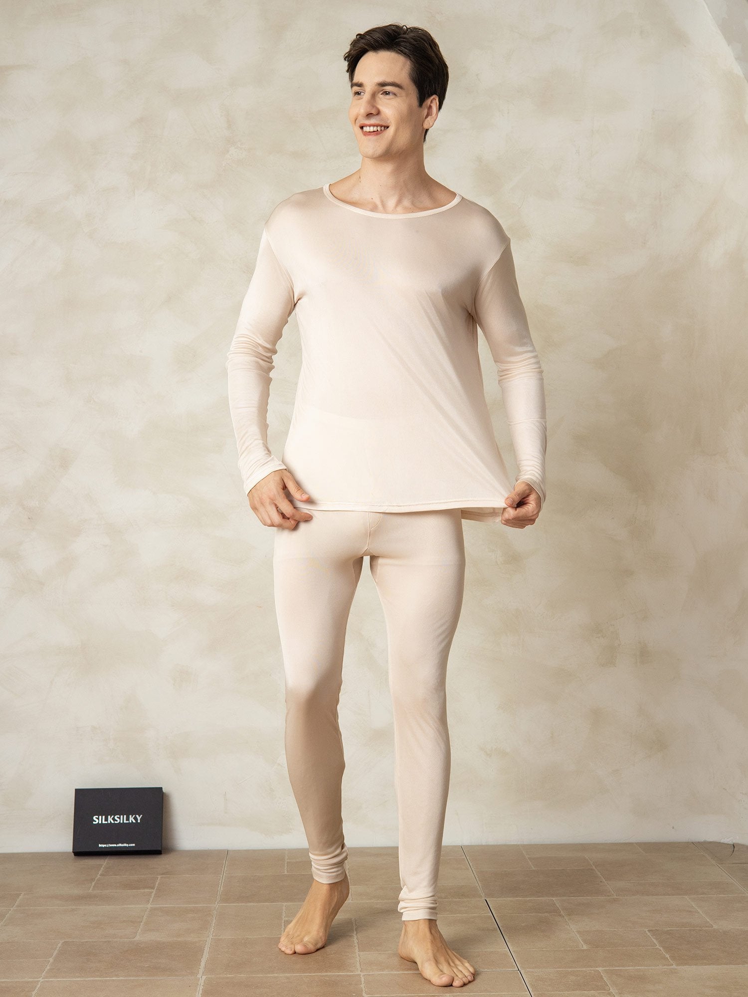 [Tan] SilkSilky-NO Silke Mens Pajamas 003