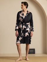 [Svart] SilkSilky-NO 19Momme Mens Robe 004