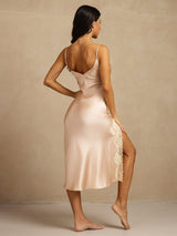 [Lyserosa] SilkSilky-NO Spaghetti Strap V Neck Nattkjole 002