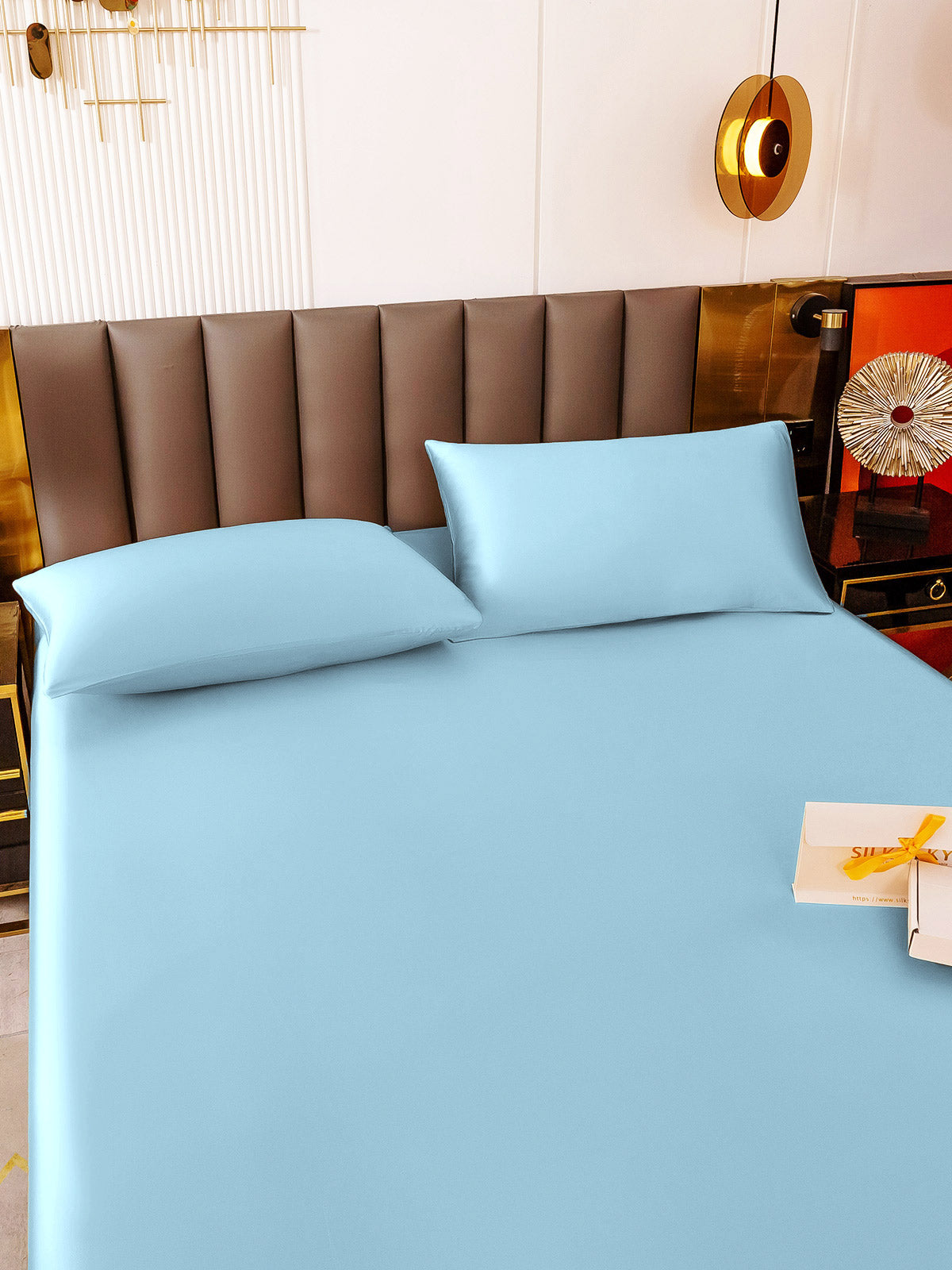 [Lyse Blå] SilkSilky-NO 19Momme Bedding Set 005