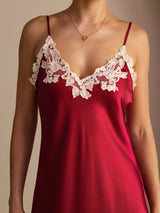 [Vin] SilkSilky-NO Spaghetti Strap V Neck Kjole 004