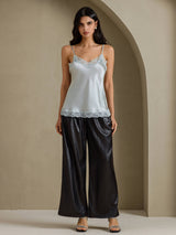 [Gråblå] SilkSilky-NO V Neck Camisole Topp 006