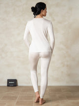 [Hvit] SilkSilky-NO Long Sleeve Round Neck Dame Langt Undertøy 002