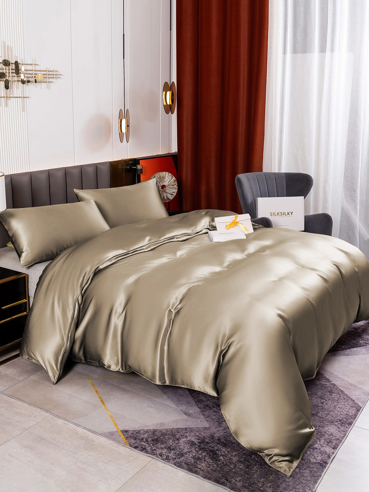 [Kaki] SilkSilky-NO 19Momme Bedding Set 003