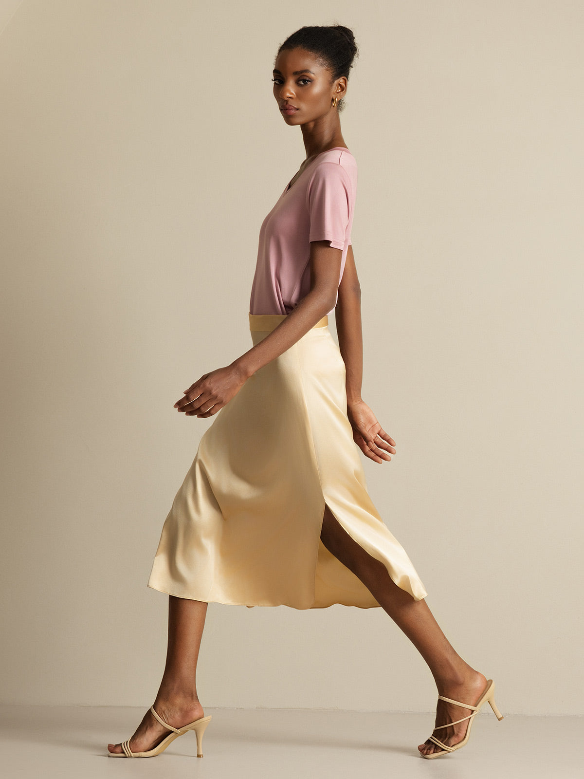 [Champagne] SilkSilky-NO 19Momme Silke Skirt 004