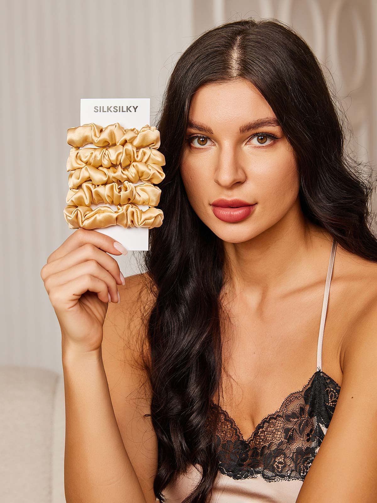 [Champagne] SilkSilky-NO 19Momme Scrunchie 001