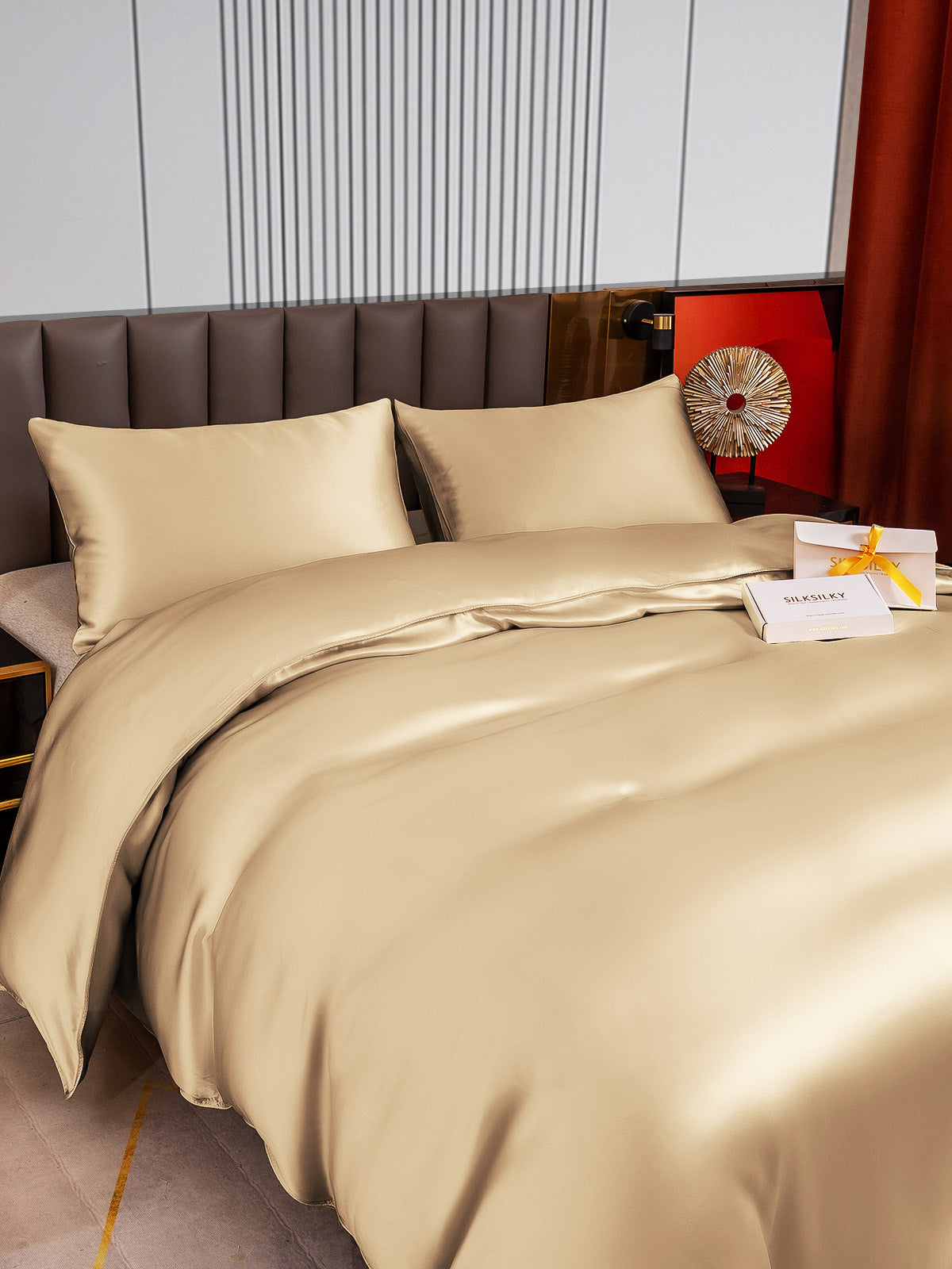 [Beige] SilkSilky-NO 22Momme Bedding Set 003