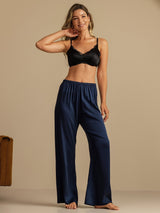 [Mørke blå] SilkSilky-NO 19Momme Women's Sleep Pants 008