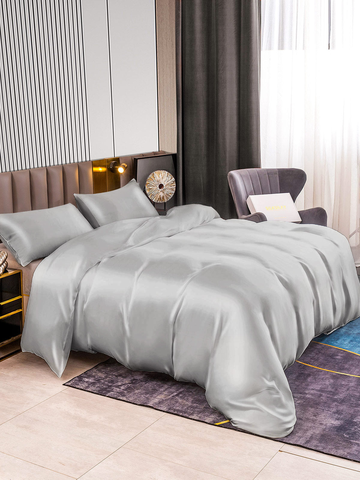 [Sølv] SilkSilky-NO 22Momme Bedding Set 002