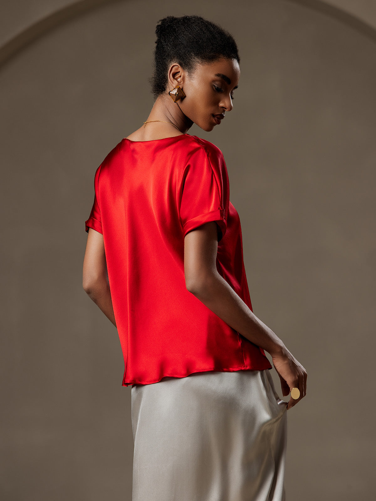 [Vin] SilkSilky-NO 19Momme Silke Womens T-Shirt 002,