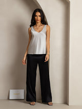 [Sølv] SilkSilky-NO Sleeveless V Neck Camisole Topp 004