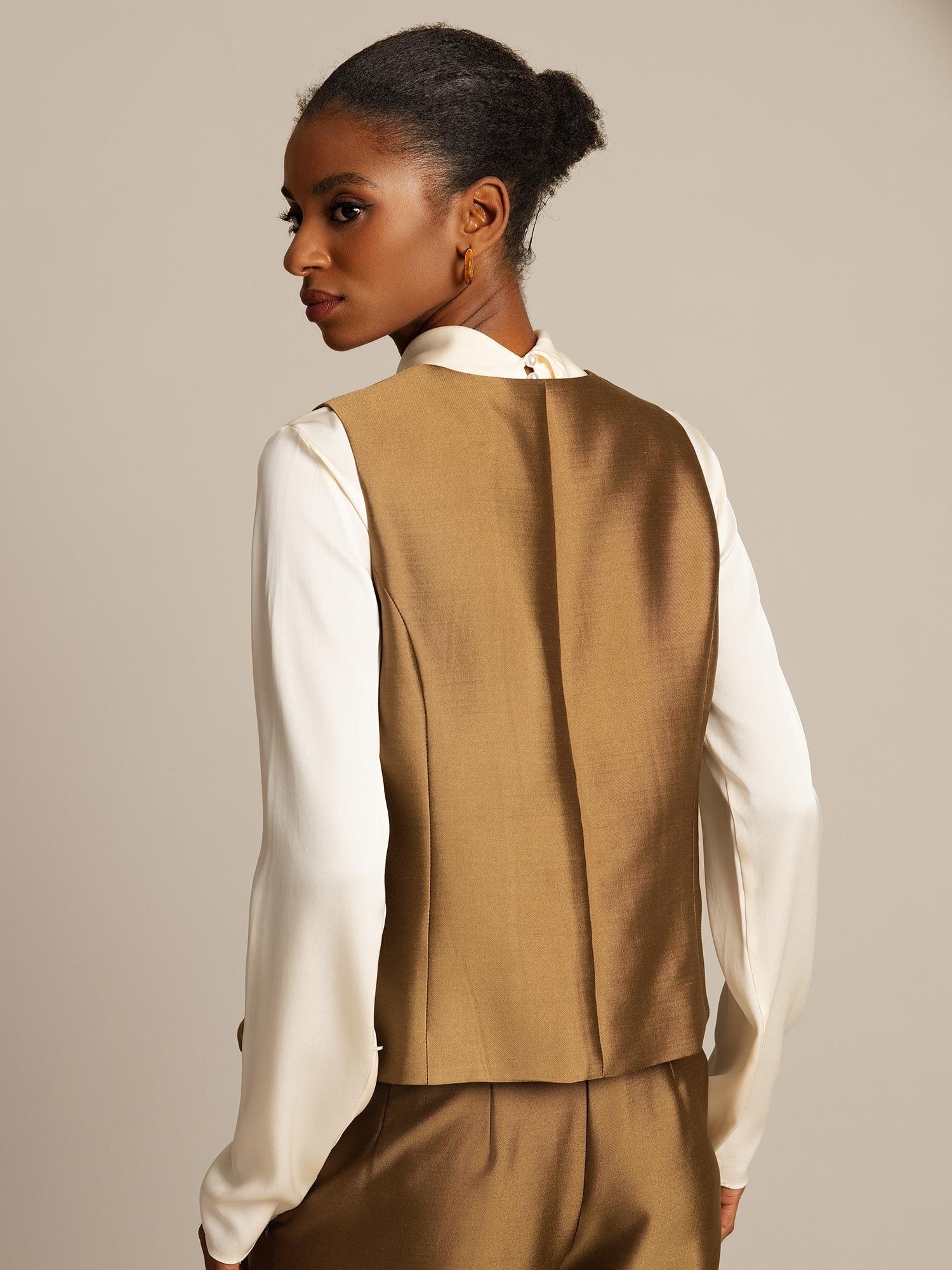 [Bronse] SilkSilky-NO 32Momme Silk-Wool Blend Womens Vest 002,