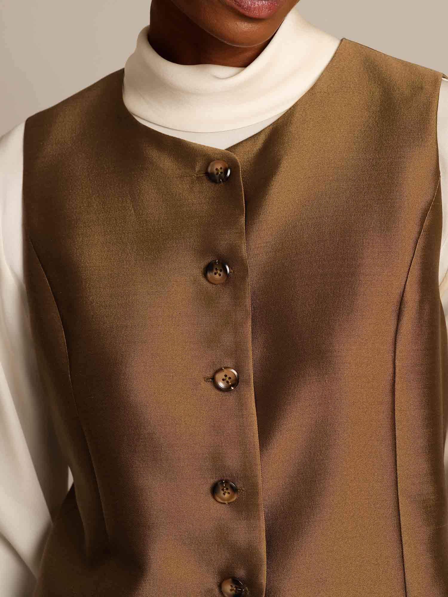 [Bronse] SilkSilky-NO 32Momme Silk-Wool Blend Womens Vest 004,