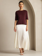 [Windsorvin] SilkSilky-NO Halv erme Crew Neck T-skjorte for Kvinner 007