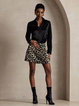 [Svart] SilkSilky-NO Long Sleeve Lapel Collar Skjorte for Kvinner 006