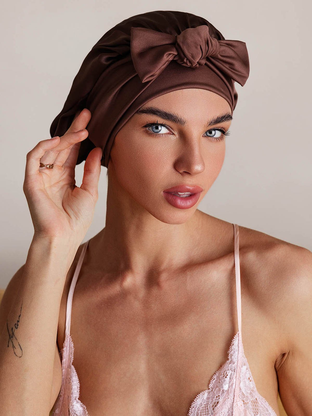 SilkSilky-NO Silke Sleep Cap Kaffe 003