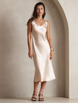 [Champagne] SilkSilky-NO Sleeveless Kjole 001