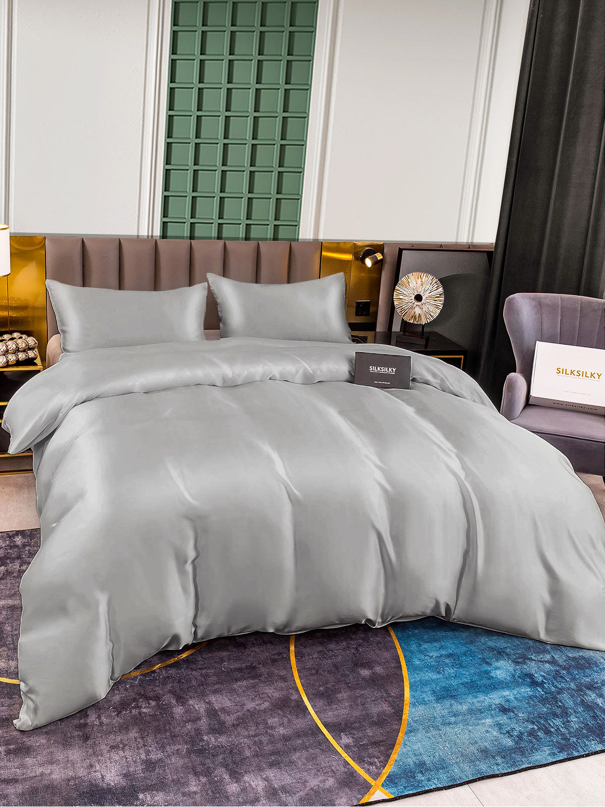 [Sølv] SilkSilky-NO 25Momme Bedding Set 003