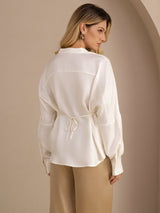 [Hvit] SilkSilky-NO Long Sleeve Blouse 002