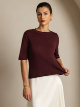 [Windsorvin] SilkSilky-NO Halv erme Crew Neck T-skjorte for Kvinner 006