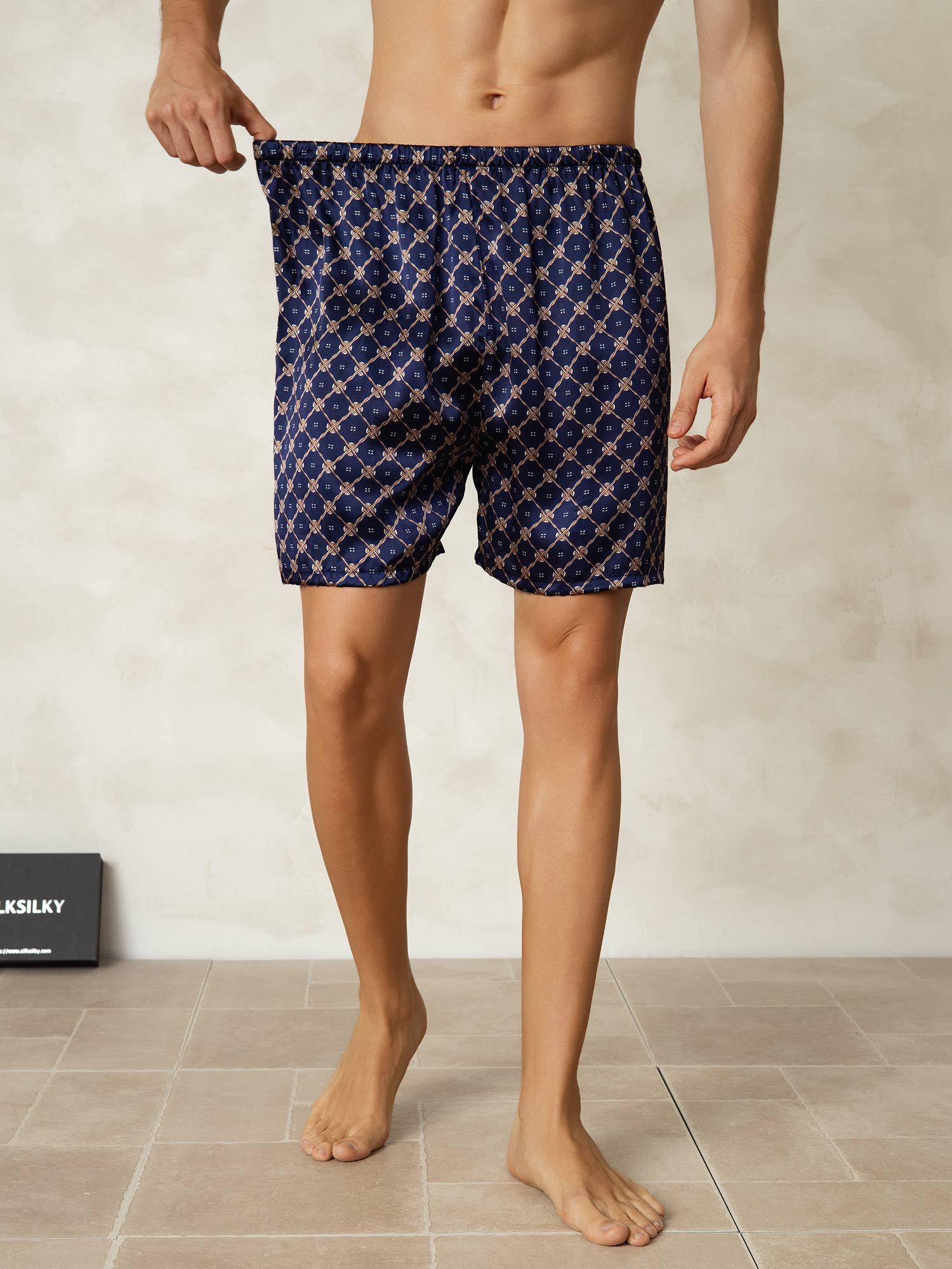 [Marine Kjede] SilkSilky-NO 19Momme Mens Sleep Bottoms 002
