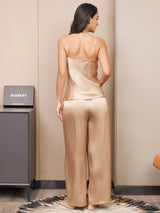 [Champagne] SilkSilky-NO Spaghetti Stropp V Hals Camisole sett 002
