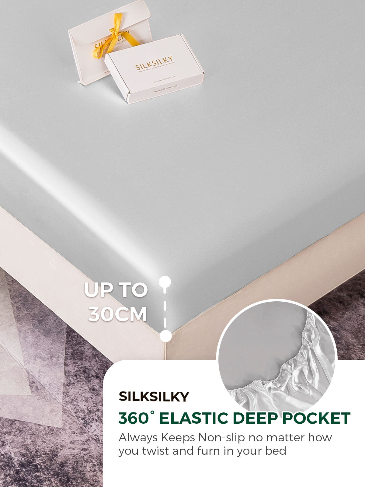 [Sølv] SilkSilky-NO 19Momme Pure Silk Bedding Set 004