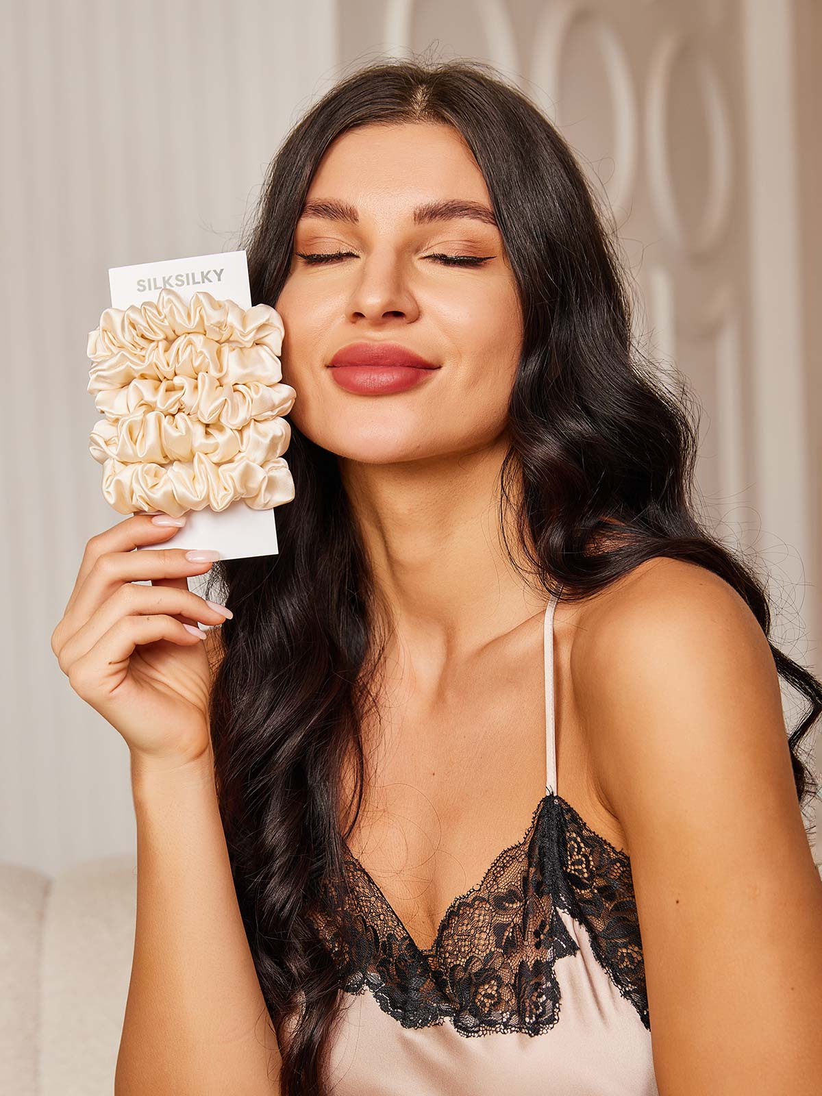 [Lys Beige] SilkSilky-NO 19Momme Scrunchie 001