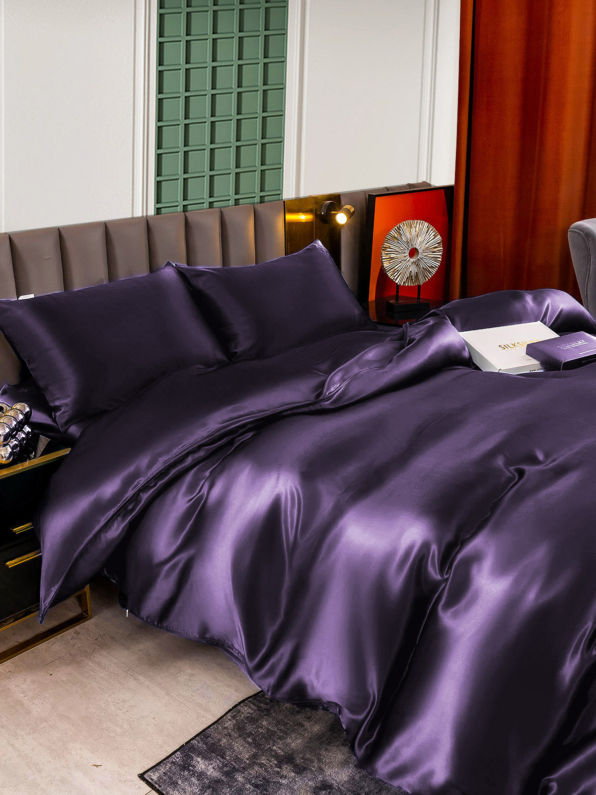 [Mørklilla] SilkSilky-NO 25Momme Bedding Set 007