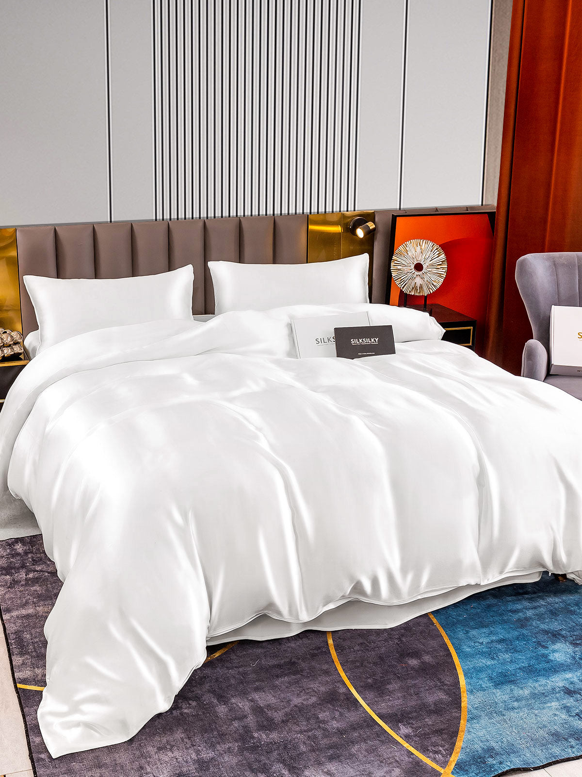 [Hvit] SilkSilky-NO 22Momme Bedding Set 003