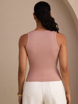 [Rosa] SilkSilky-NO Sleeveless Deep V Neck Camisole Topp 002