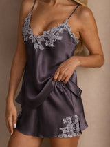 [Lilla Grå] SilkSilky-NO Spaghetti Strap V Neck Camisole sett 004