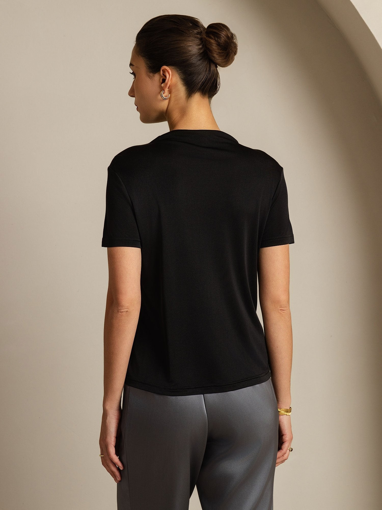 [Svart] SilkSilky-NO Silke Womens T-Shirt 002