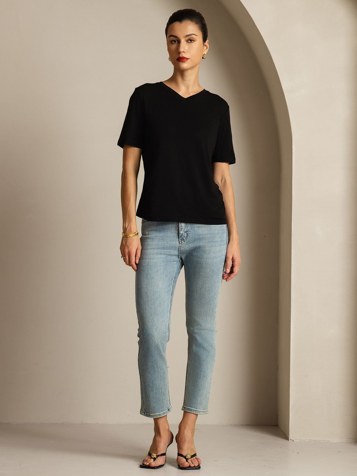 [Svart] SilkSilky-NO Silke Womens T-Shirt 008