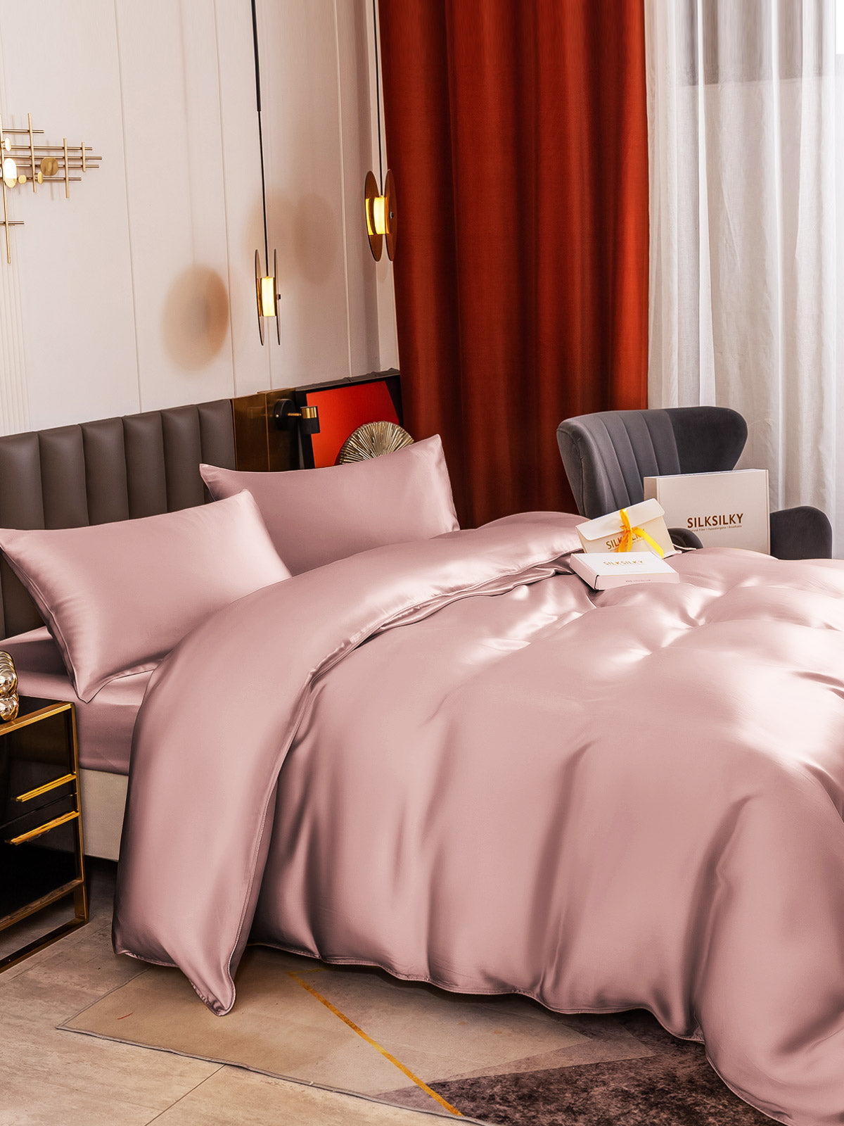 [Blek Mauve] SilkSilky-NO 19Momme Bedding Set 006