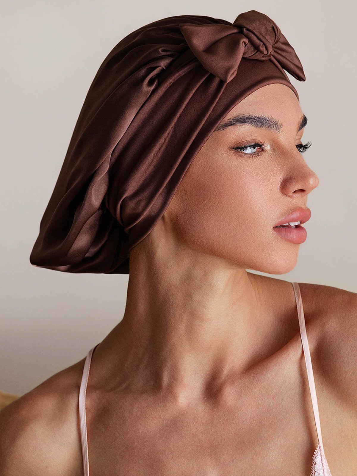 SilkSilky-NO Silke Sleep Cap Kaffe 005