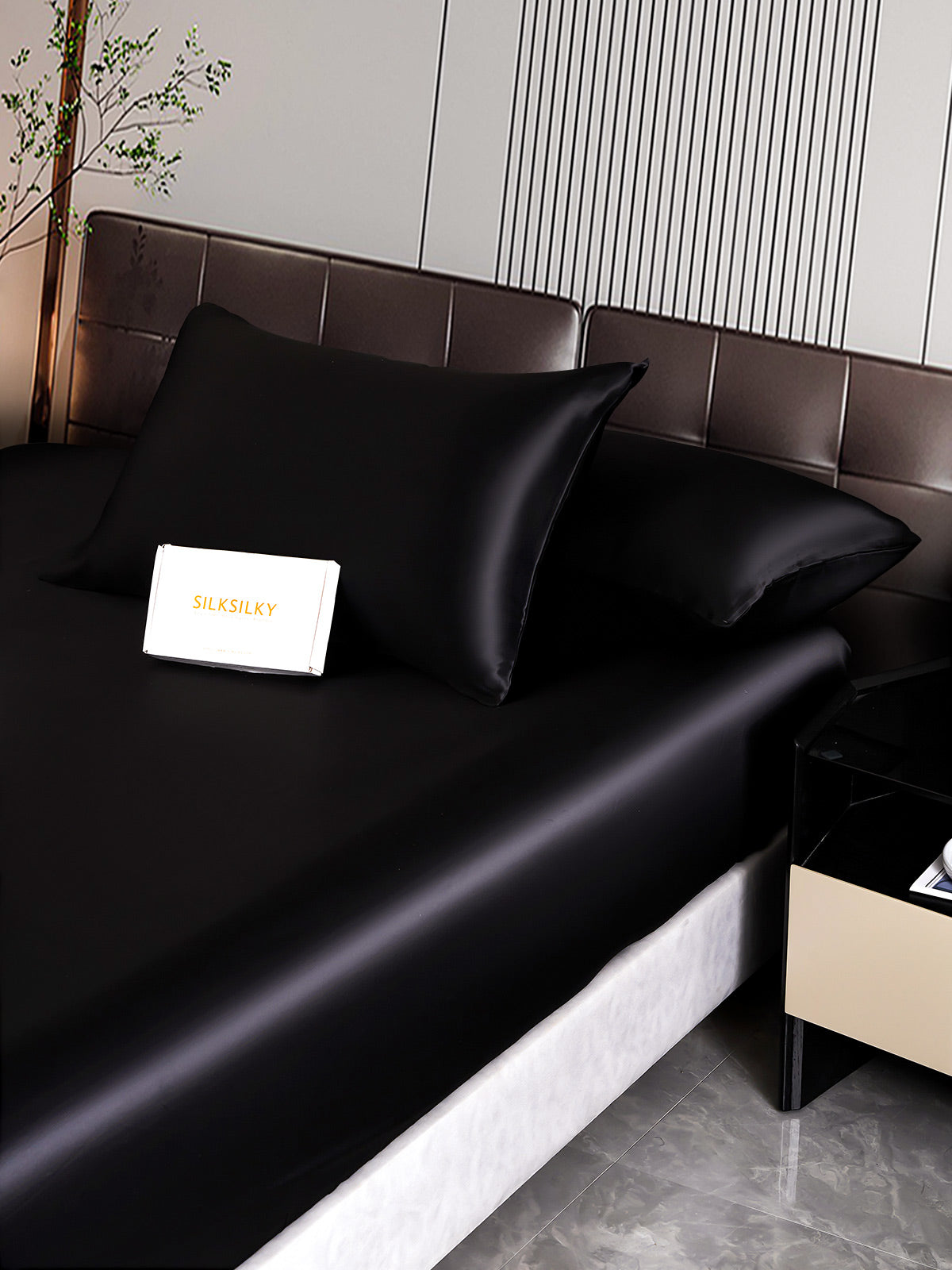 [Svart] SilkSilky-NO 22Momme Bedding Set 006