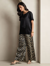[Multi] SilkSilky-NO Pure Silk Short Sleeve Round Neck Pyjamas for Kvinner 008