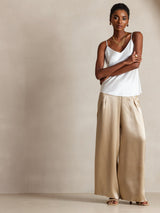 [Hvit] SilkSilky-NO Spaghetti Strap V Neck Camisole Topp 006