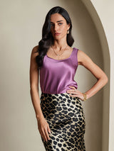 [Mørklilla] SilkSilky-NO 19Momme Ermeløs Dyp Rund Halsutringning Camisole Topp 003