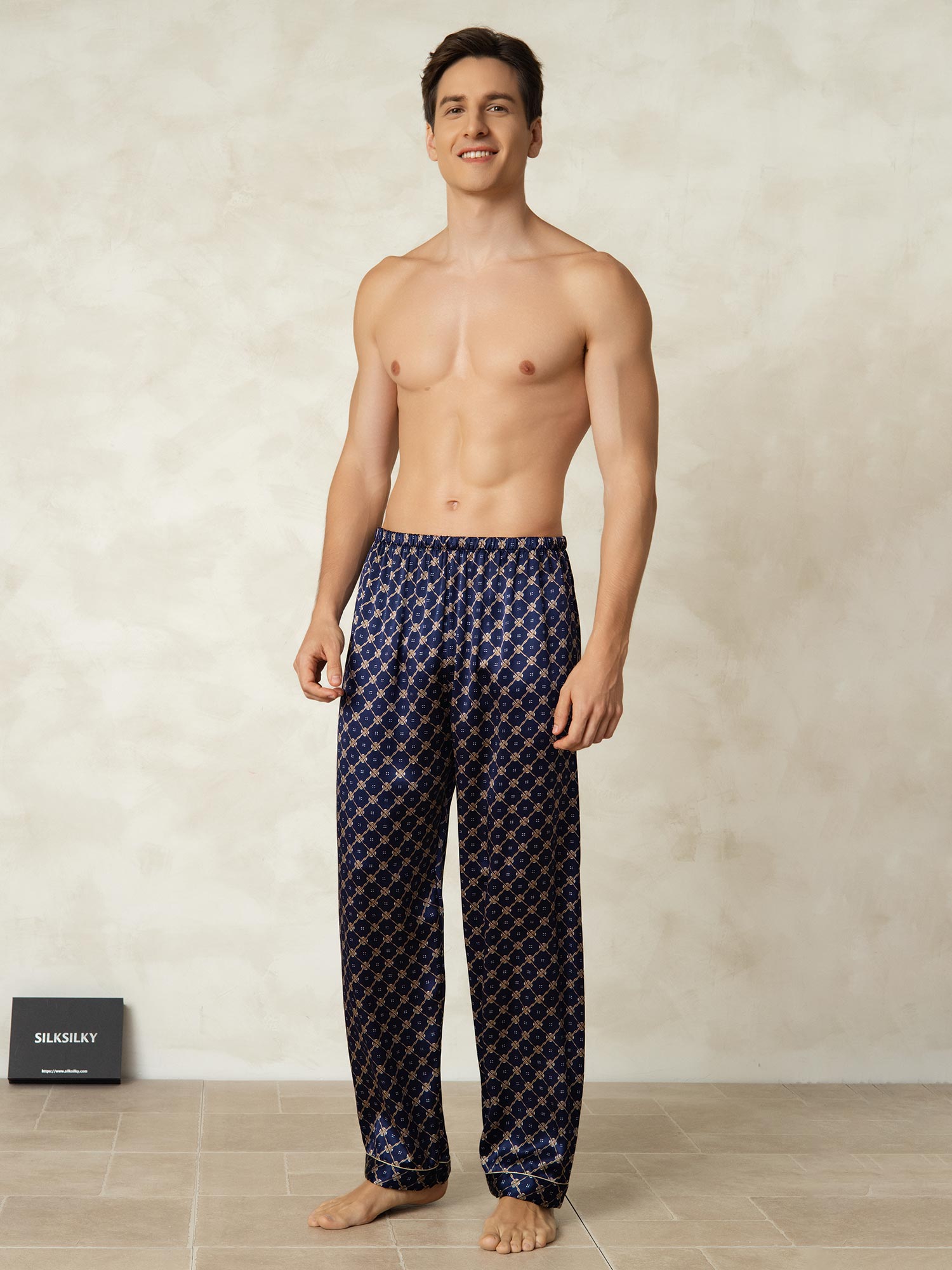 [Marine Kjede] SilkSilky-NO Men's Sleep Shorts 004