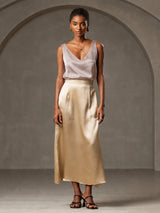 [Skyggegrå] SilkSilky-NO Sleeveless V Neck Camisole Topp 008