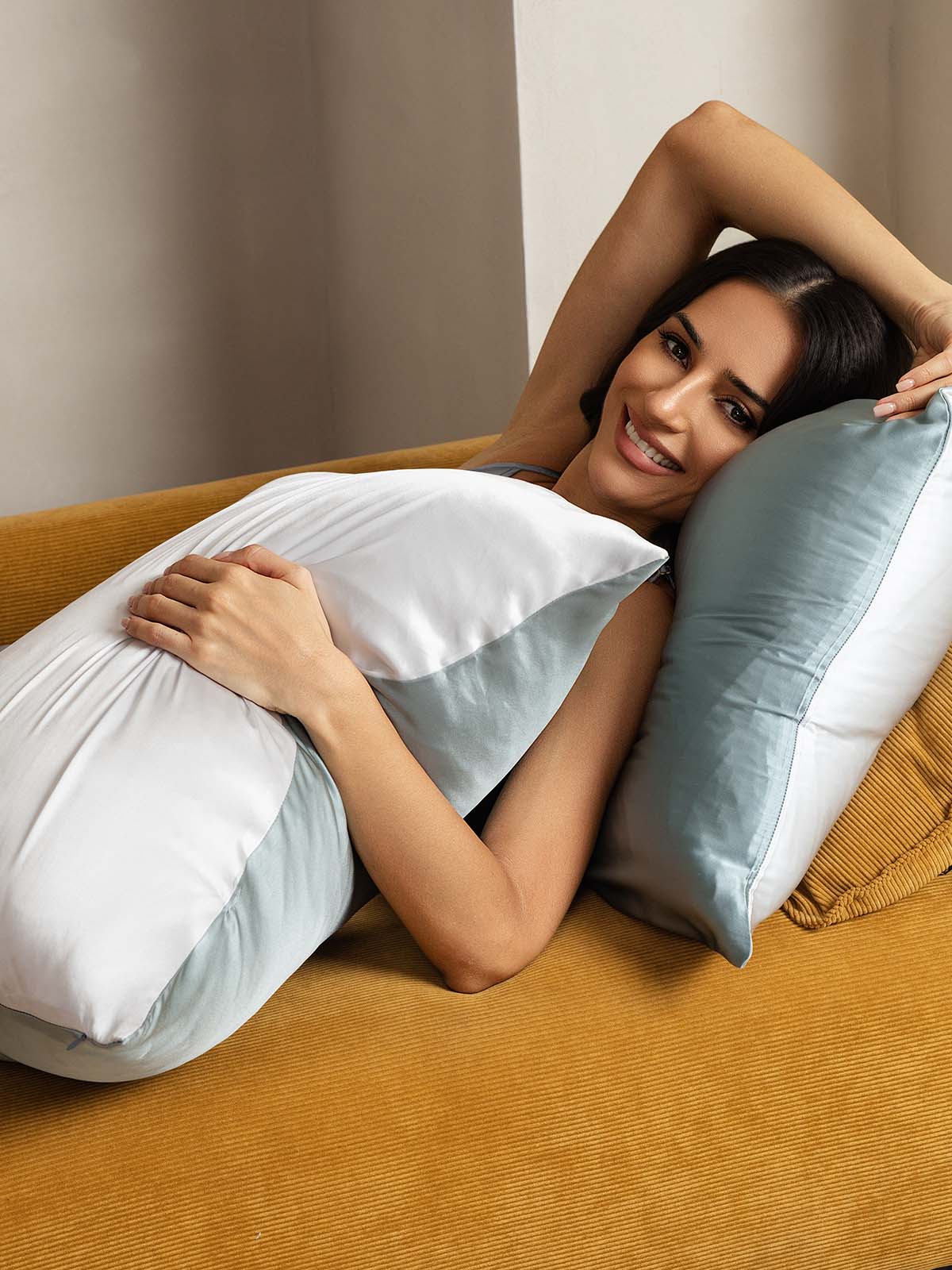 [Olivengrønn+Sølv] SilkSilky-NO 19Momme Pillowcase 004