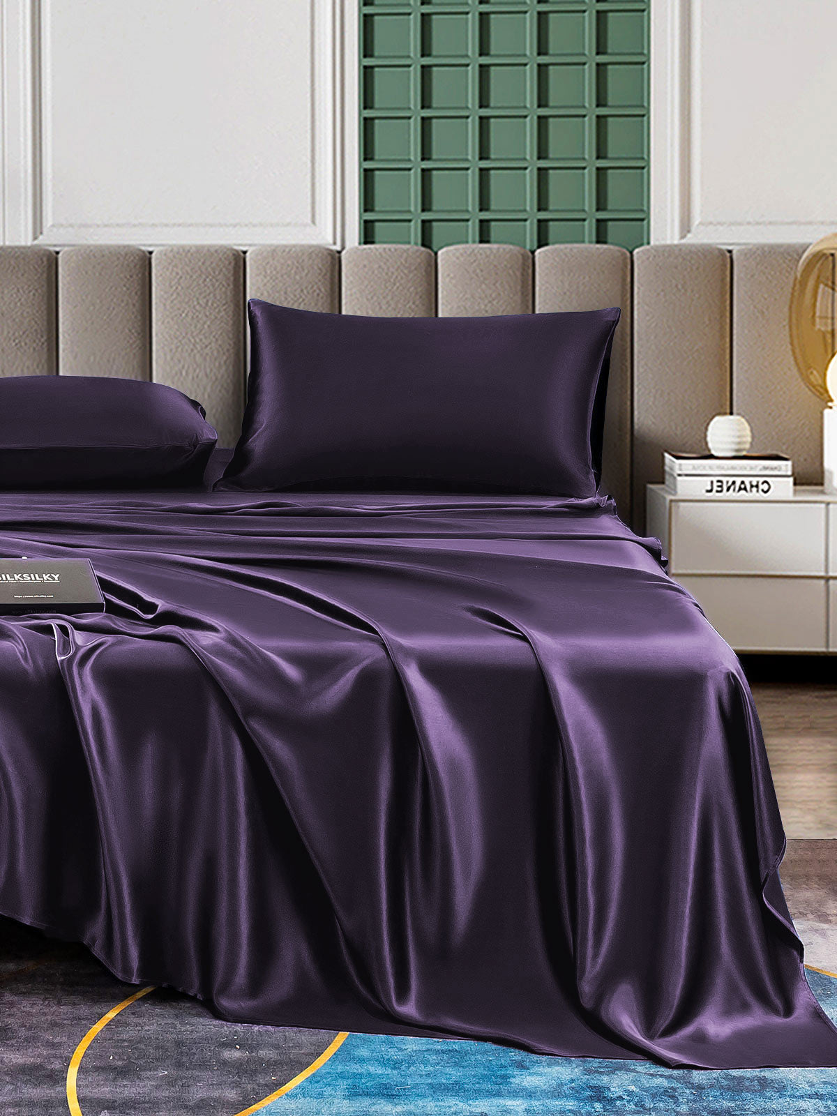[Mørklilla] SilkSilky-NO 22Momme Bedding Set 005,