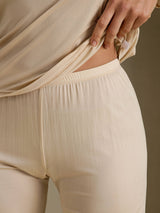 [Beige] SilkSilky-NO Long Sleeve V Neck Dame Langt Undertøy 005