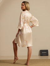 [Champagne] SilkSilky-NO 19Momme 3/4 erme Morgenkåpe for Kvinner 002