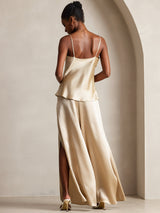 [Champagne] SilkSilky-NO Spaghetti Strap V Neck Camisole Topp 002